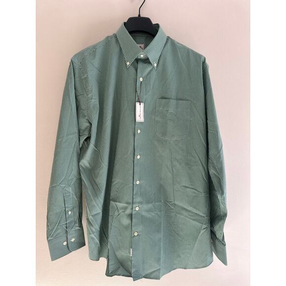 NWT Peter Millar Crown Finish Hunter Green Gingham Button-Down Shirt Cotton XL